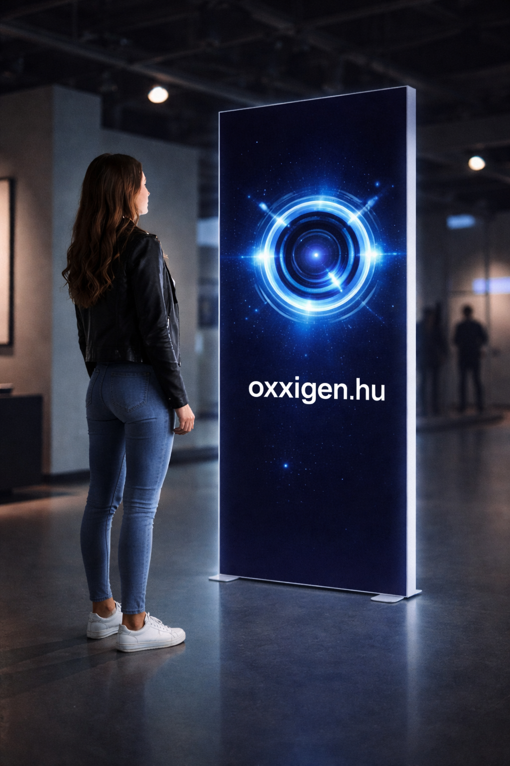 Világító textilfal nővel